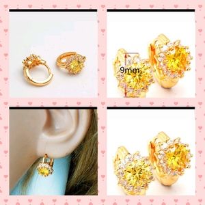 24K Gold Filled Yellow C.Z Stone Hoop Earrings